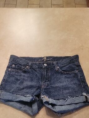 7 For All Mankind Dark Blue Denim Jean Shorts